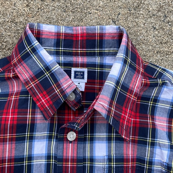 Janie and Jack Toddler White Boy Plaid Button Down Shirt - Picture 2 of 5